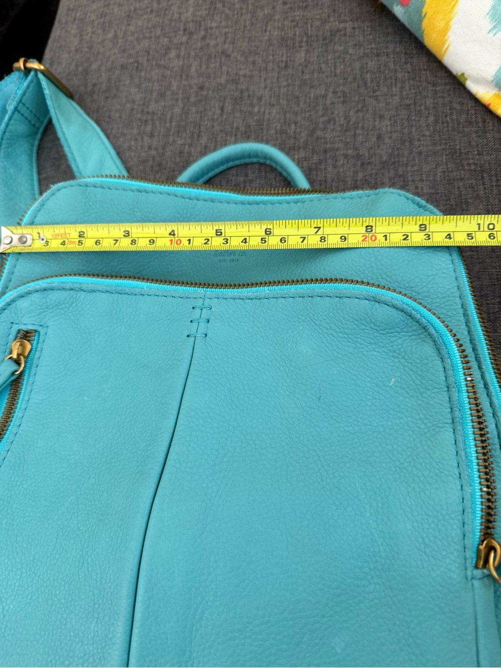 American Leather Co. Teal Leather Backpack - Picture 8 of 10
